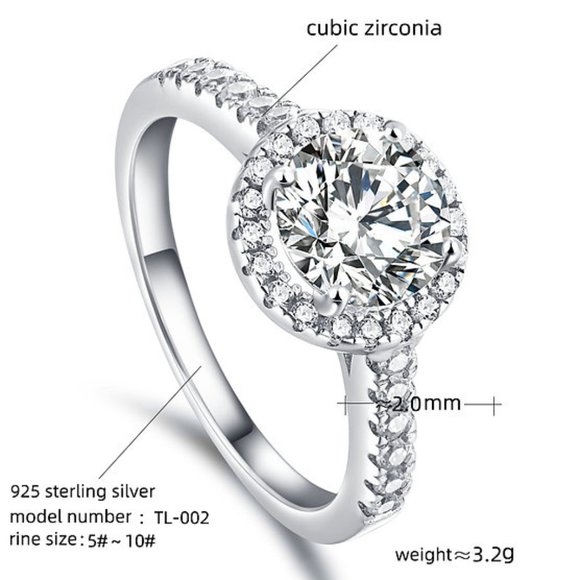 Brand New 925 Sterling Silver Ring Wedding Ring Engagement Ring R002 - Picture 2 of 6